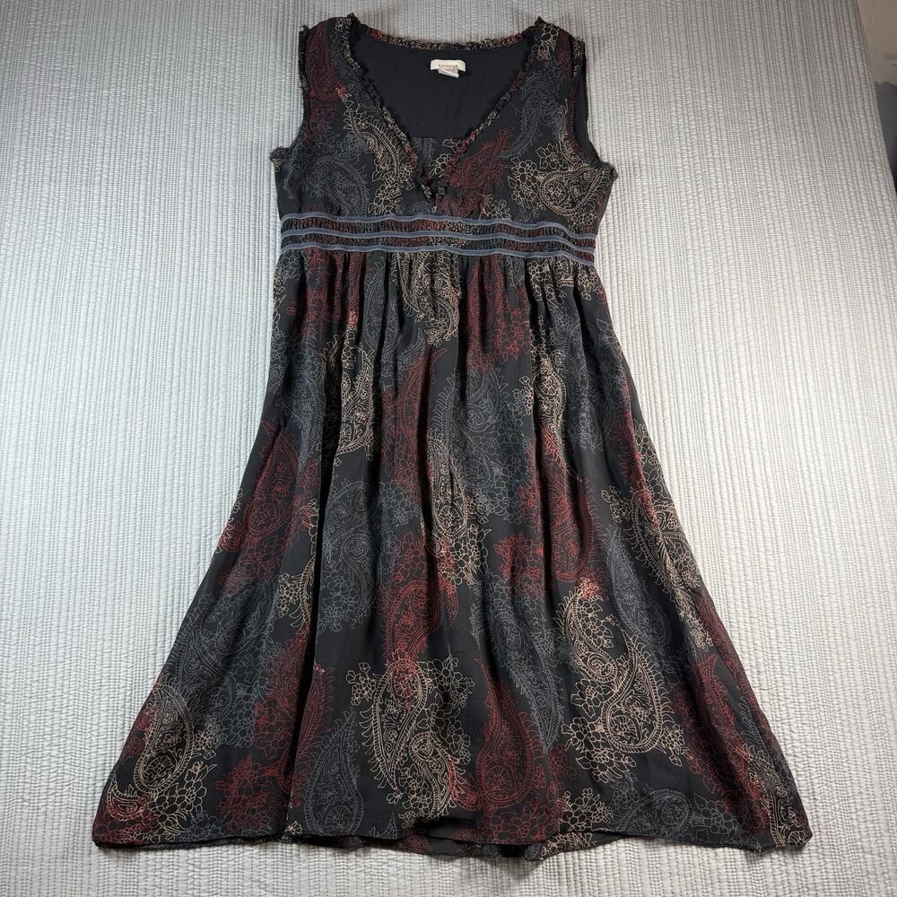Sundance Catalog Dress Silk Chiffon Sleeveless Paisley Whimsigoth Boho Romantic